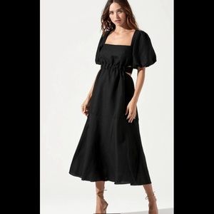 ASTR THE LABEL BLACK ANGELES PUFF SLEEVE CUTOUT DRESS